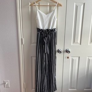 Sm Black and white striped bottom jumpsuit